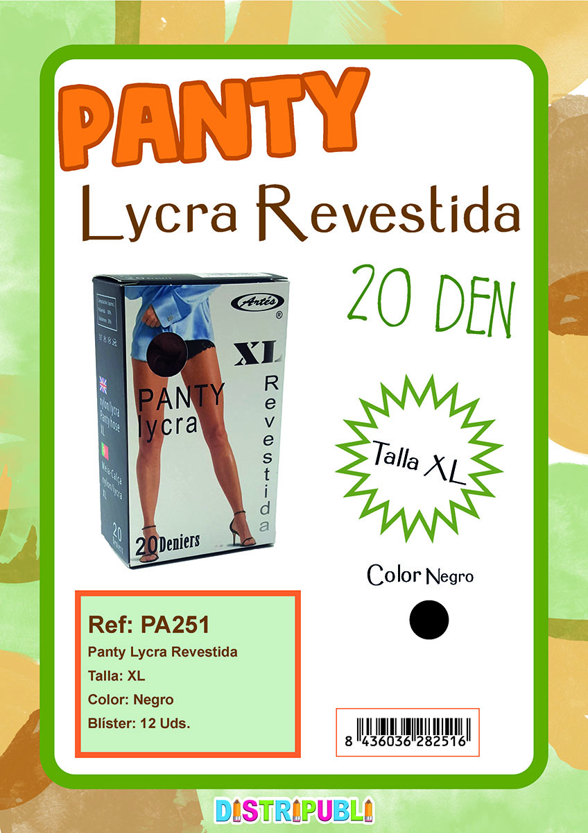 PANTY LYCRA REVESTIDA NEGRO T.XL
