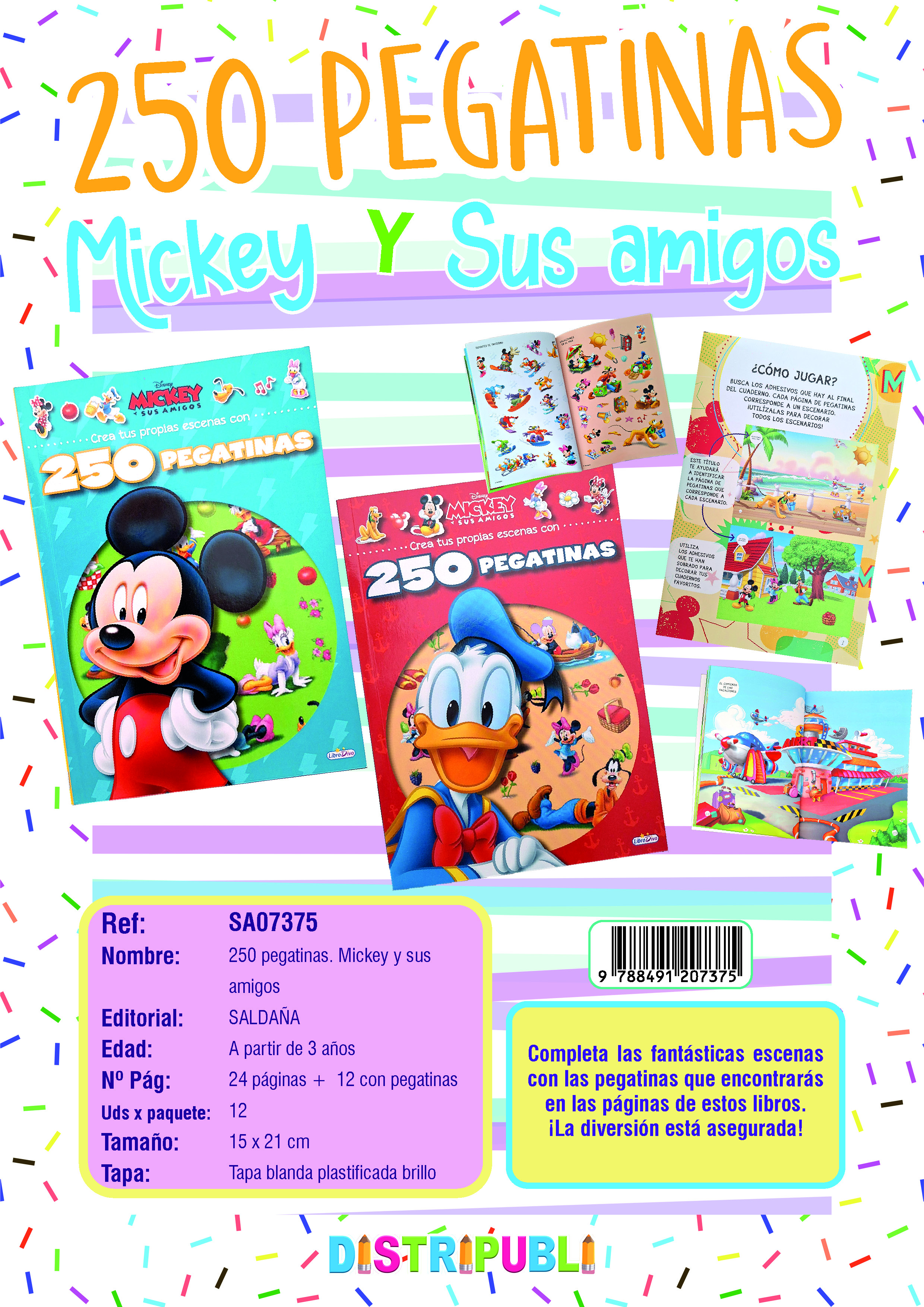 IN-LD0949 250 PEGATINAS MICKEY Y SUS AMI