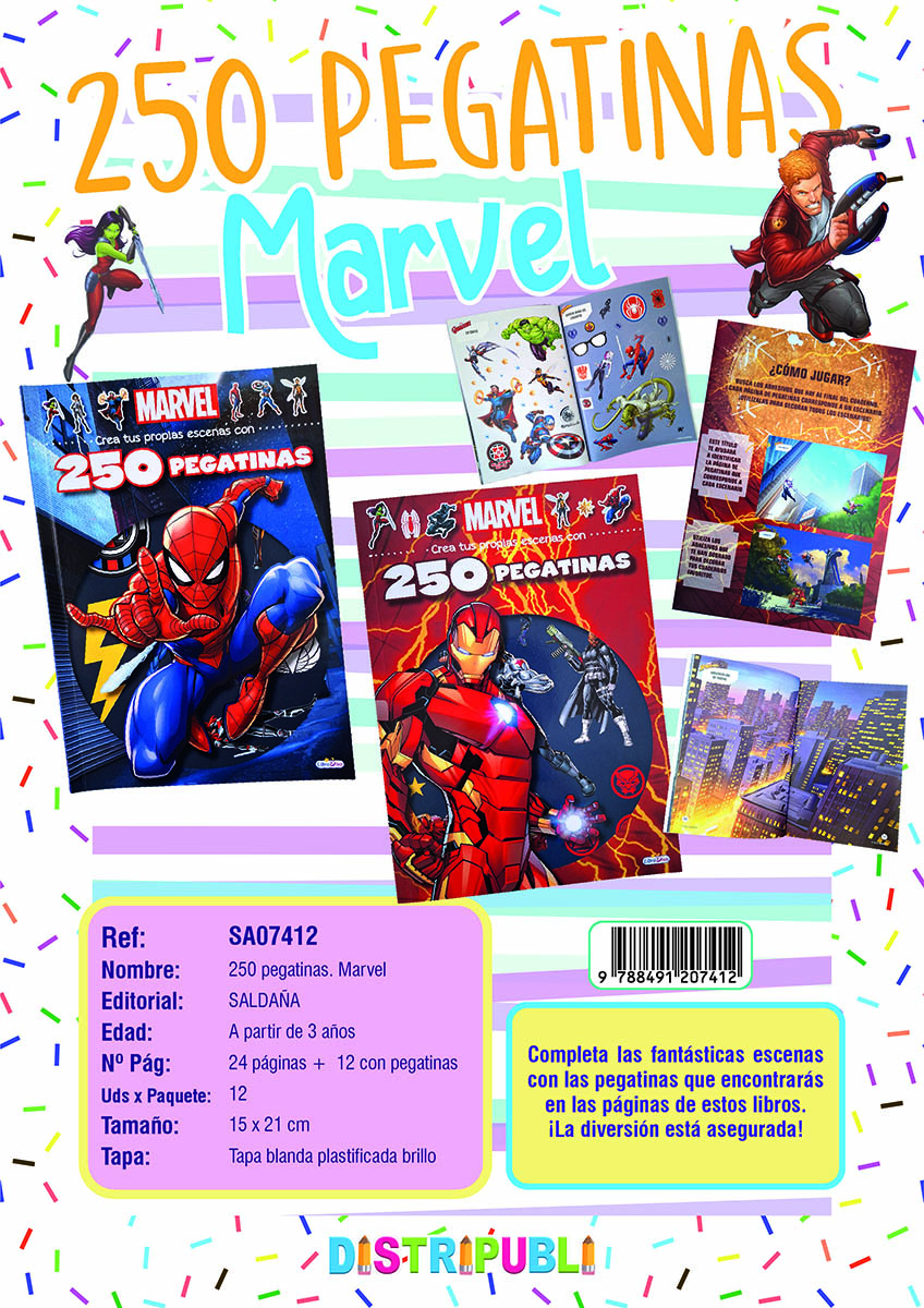 IN- LD0951 250 PEGATINAS MARVEL. 2 TIT